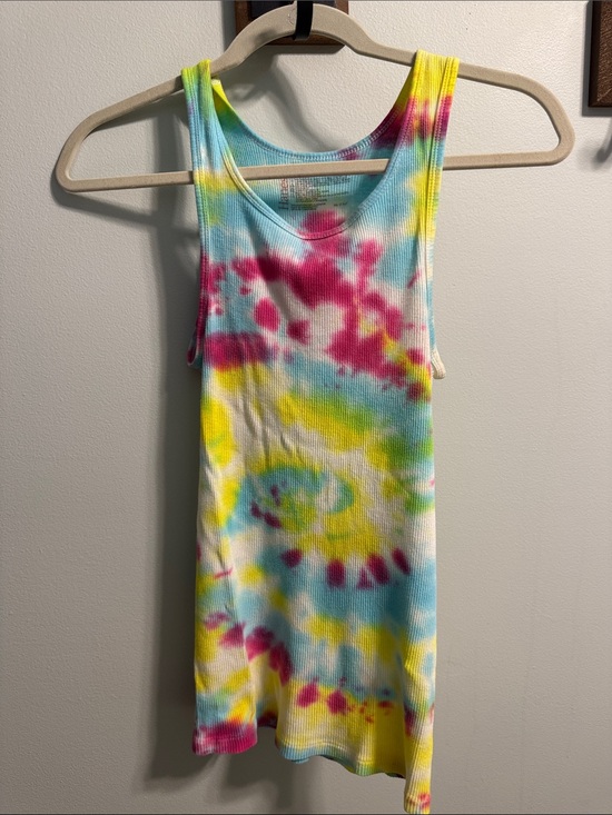 Hanes Tops - Hanes Tie-Dye Ribbed Tank top  - Yellow, Blue & Pink M